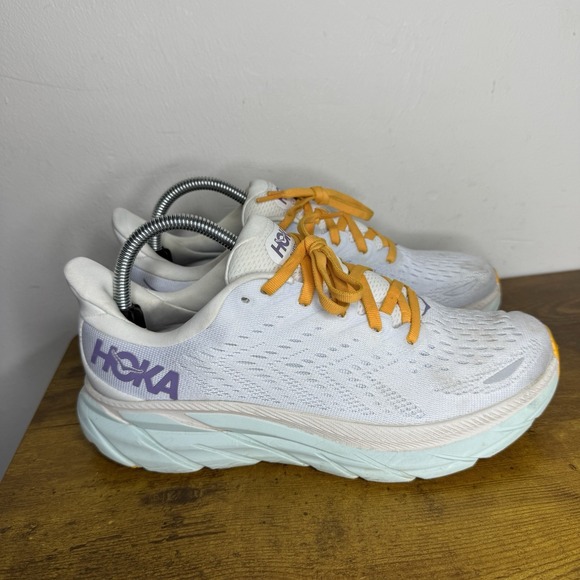 Hoka One One Shoes - Hoka One One Clifton 8 Running Shoes Women's Size 8.5 B White